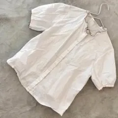 ehka sopo バンドカラー フリルブラウス 半袖 ホワイト サイズF