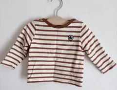 プチバトー　ブラウン　ボーダー　ロンT 81cm 80cm トップス