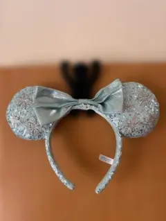 水色 スパンコール ミッキー耳 カチューシャ