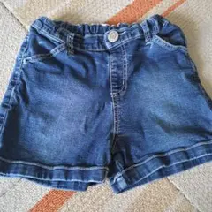 デニムブルー ハーフパンツ ゴムウエスト