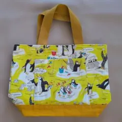 ハンドメイドペンギン柄トートバッグランチバッグプリント生地