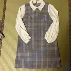 INGNIグレー系チェック 襟付きワンピース