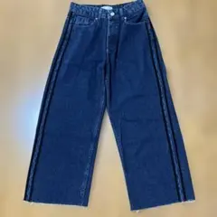 ZARA サイドライン デニム ダークブルー 34