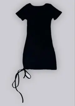 黒 タイトフィット 半袖 ミニワンピース
