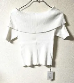 【GRL グレイル】オフショルダー ホワイトニットトップス Fサイズ