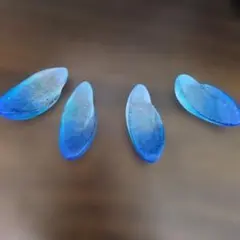 箸置き 4個セット青色ガラス