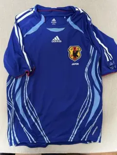 adidas 日本代表 サッカーシャツ 青　Oサイズ　破れあり