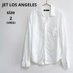 ジェットロサンゼルス リネンシャツ 白 長袖 日本製 ナチュラル 稲妻 刺繍 M