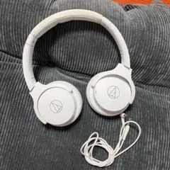 ホワイト オーディオテクニカ ワイヤレスヘッドホン ケーブル付き
