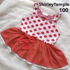 ShirleyTemple ワンピース 100 ドット リボン 水玉 赤 人気