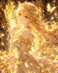 イラスト ゴールドの女神ポスターa4紙沢光額付き発送致します - メルカリ
