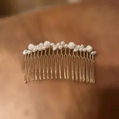 パール風 ヘアコーム ゴールド ヘアアクセサリ