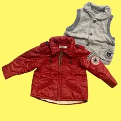 ダブルビーミキハウス　ベビー用70cmベスト　80cm中綿ジャンパー　2点セット