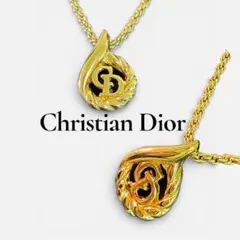 Dior Vintage ネックレス ストーン 雫 ロゴ刻印 509/14 - メルカリ