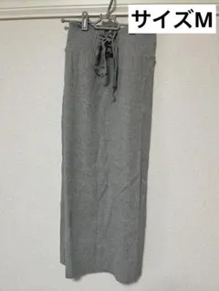 マジェスティックレゴン　リブ編み グレー タイトスカート Mサイズ