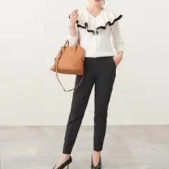 Liala×PG バイカラー 襟付き カーディガン Sサイズ　白×黒