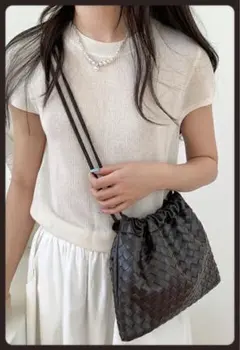 新品 ラムレザー 編み込みバッグ ダストバッグ 2wayショルダーバッグ 