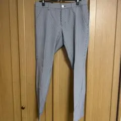 美品 キャロウェイ シアサッカー ギンガムチェック パンツ L 紺白