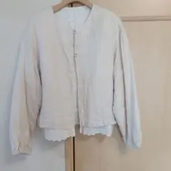 KAZUMIコラボ ホワイト系　ノーカラージャケットのサムネイル