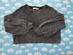 グレー ダイヤモンド模様 クロップドニット