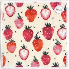 フェイラー　タオルハンカチ　ストロベリードット　アイボリー