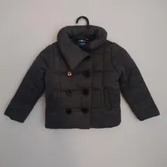 グレー ダブルボタン 中綿コート