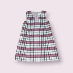 組曲 KUMIKYOKU ピンクチェック柄 ジャンバースカート Vネック 140