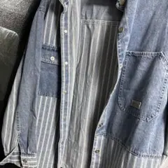 デニムストライプ長袖シャツ