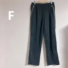 【Ｆ】ブラック ポケットジッパー ジャージ パンツ　スポーツ　ランニング