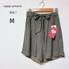 新品♡repipi armario フリルショートパンツ　チェック　リボン付きM