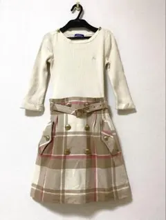 ホースマーク 七分袖 ドッキングワンピース