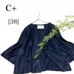 ✨美品✨C＋　ショートジャケット　リネン混　七部ラグラン袖　M ブラック