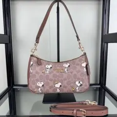 COACH スヌーピー ショルダーバッグ ブラウン CBJ88