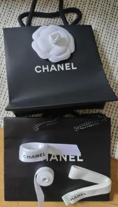 CHANELカメリア付きショッパー＋リボンセット