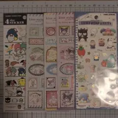 サンリオシールセット　4サイズステッカー　切手スタイル　フラッフィースケッチ