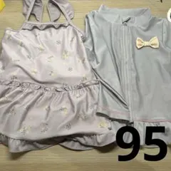女の子　水着　ワンピース　ラッシュガード　95 花柄