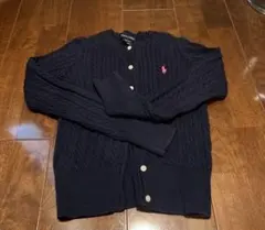 POLO RALPH LAUREN ケーブルニットカーディガンネイビー8-10