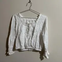 レイビームス　ホワイト レース装飾 長袖ブラウス