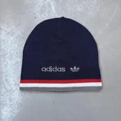 adidas Originals ニット帽 ビーニー ネイビー ボーダー 刺繍
