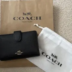 COACH ブラック 二つ折り財布 保存袋付き