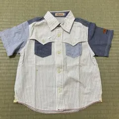 ミキハウス　ストライプデニム半袖シャツ