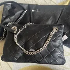 M.U.L. ブラックレザーショルダーバッグ