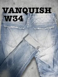 VANQUISH ヴァンキッシュ ダメージデニム W34 バイカー アメカジのサムネイル