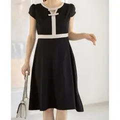 タグ付未使用　トッコ クローゼット バイカラー 上品配色 リボン レアワンピ M