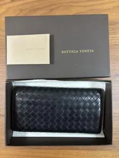BOTTEGA VENETA ブラックレザー 長財布