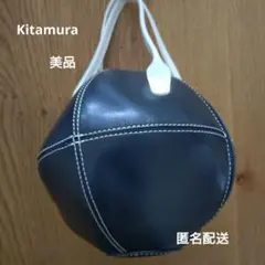 美品　Kitamura　レザー　ボール型　ショルダーバッグ　ネイビー✕ホワイトのサムネイル
