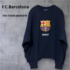 FCバルセロナロゴ　トレーナー　yen town market 日本製　ネイビーのサムネイル