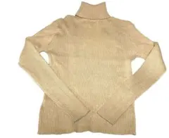 リブニット♡タートルネック 長袖　ベージュ フリーサイズ　細見え