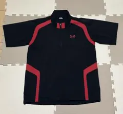 【未使用級】アンダーアーマー ハーフジップジャケット L 黒 赤 裾コード