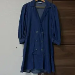 ZARA デニムブルー ダブルボタン ワンピース